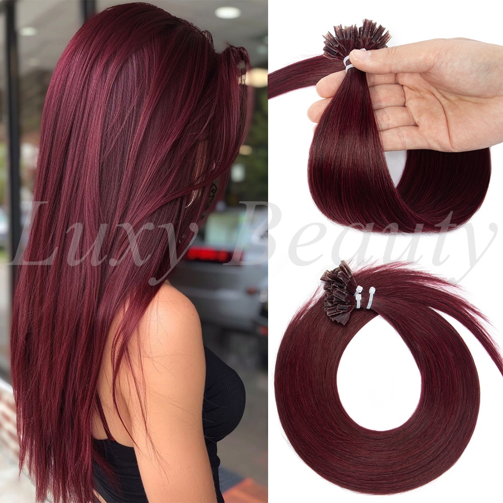 Pure Beauty Hair & Makeup - Extensões de Cabelo Humano Natural Borgonha