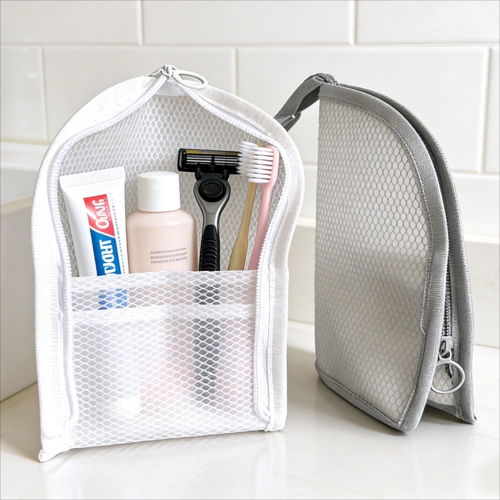 Makeup Organizer - Bolsa de higiene pessoal em malha