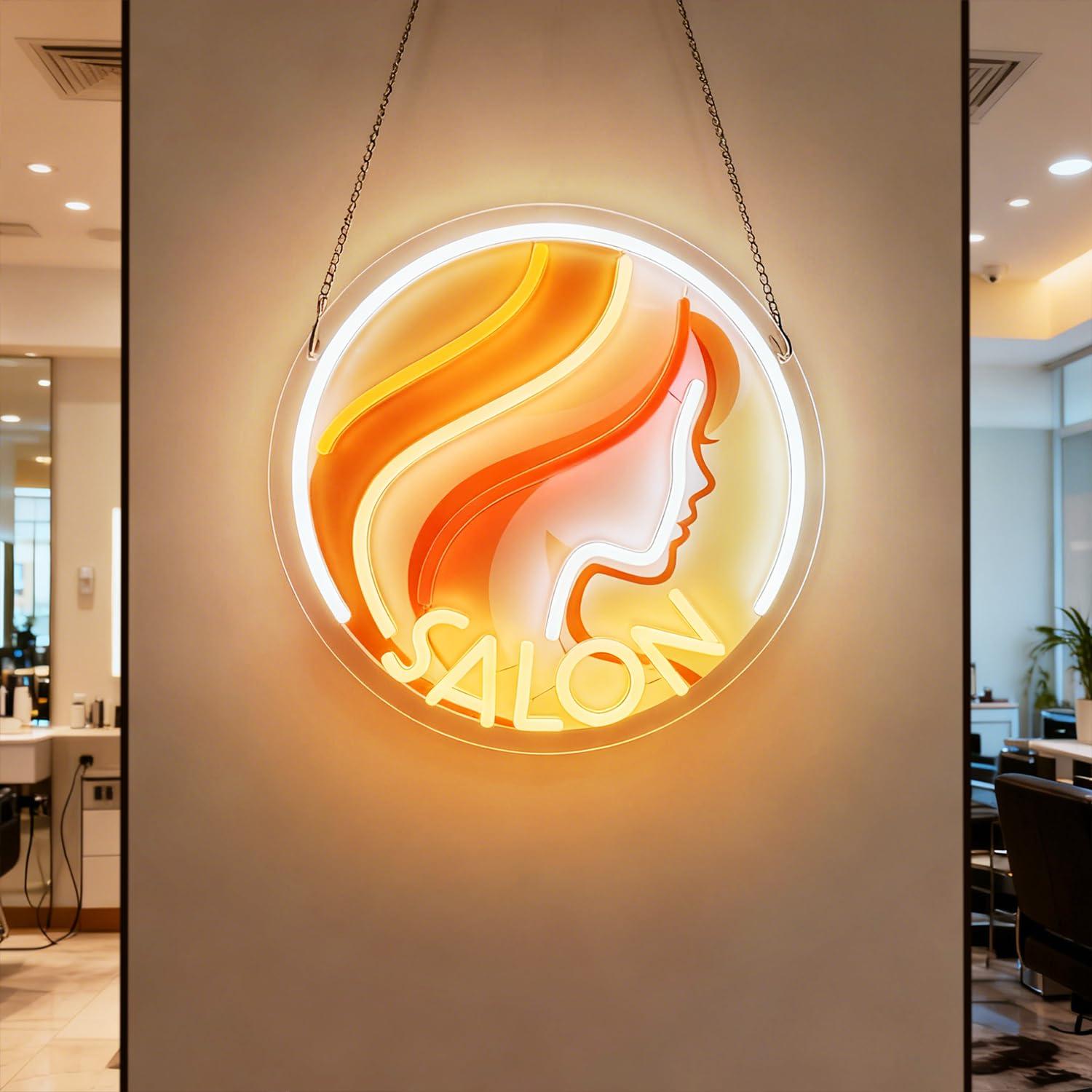 Makeup Beauty Lounge - Letreiro Neon Lady Profile Salon com