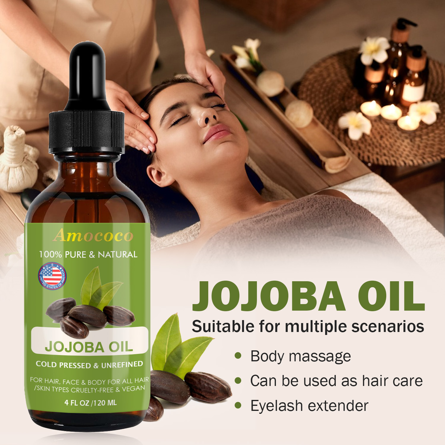 Amococo 2pcs Óleo de Jojoba e  - Pure Beauty Hair & Makeup avaliação e preço