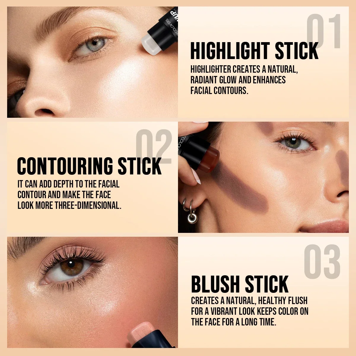1pc varas de contorno, textura - Highlighter Bronzer Palette avaliação e preço